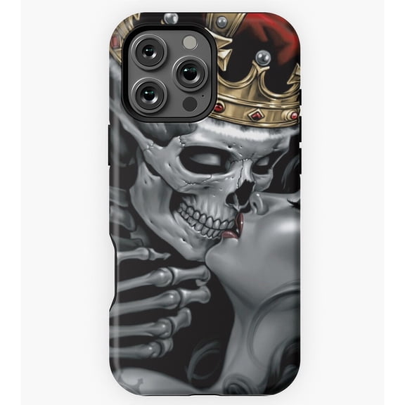 King Skeleton Kiss Girl Gothic Art GA2214 Phone Case for iPhone 11 to 17 Pro Max