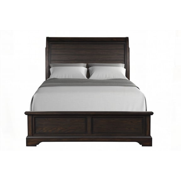 King Sleigh Bed in Mahogany Finish & Pine Solid - Traditional Design