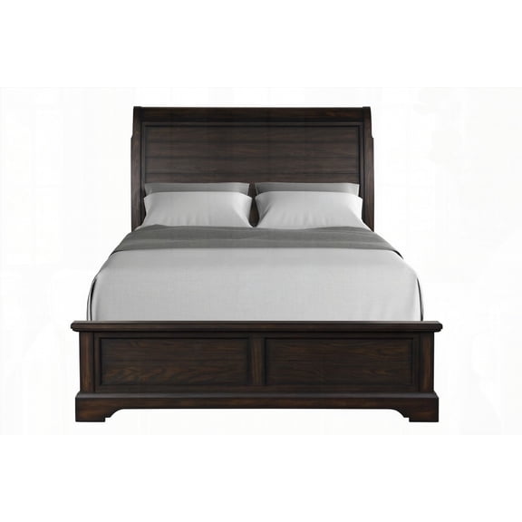 King Sleigh Bed with Elm Veneers and Pine Solid