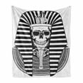 thumbnail image 1 of King Soft Flannel Fleece Throw Blanket, Egyptian Pharaoh Ruler Mummy Skull Skeleton for Egypt Lovers Print, Cozy Plush for Indoor and Outdoor Use, 50" x 60", Black and White, by Ambesonne, 1 of 6