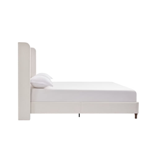 King Solid and Stable Tall Headboard Upholstered Bed, 54" High Headboard, Elegant Simplicity, No Box Spring Needed, Easy Assembly (Cream White)