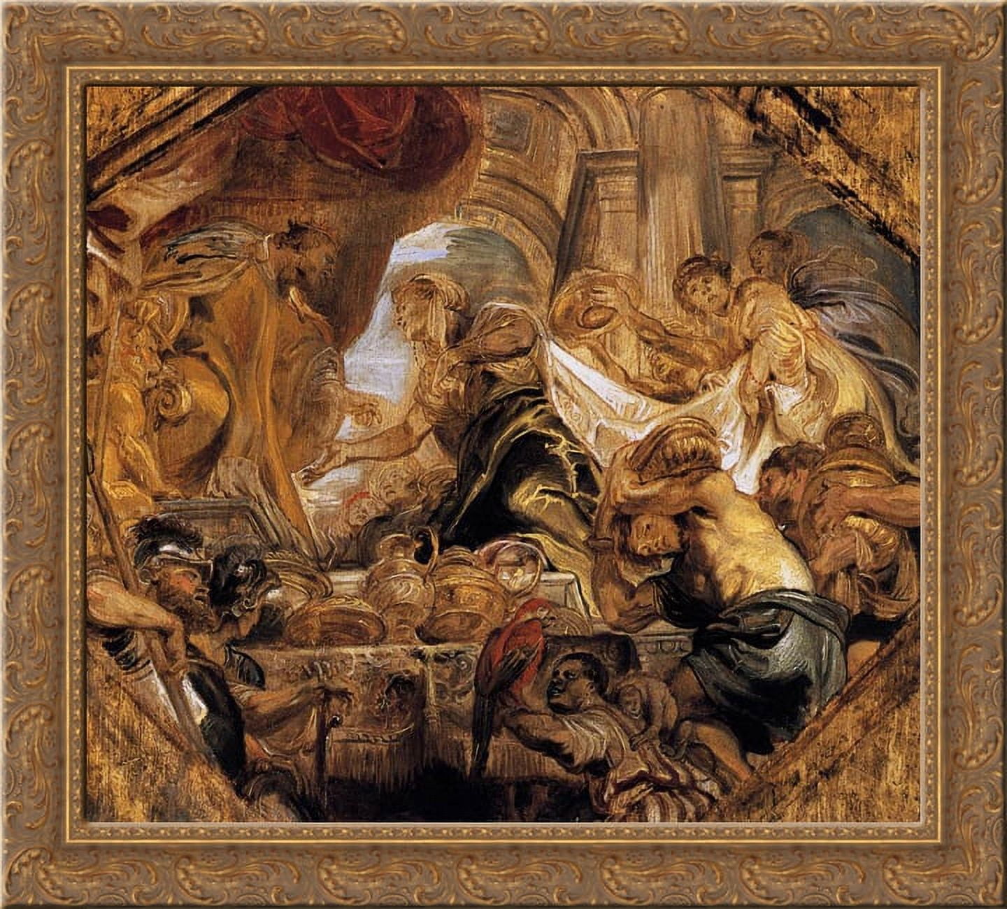 King Solomon and the Queen of Sheba 24x20 Gold Ornate Wood Framed ...