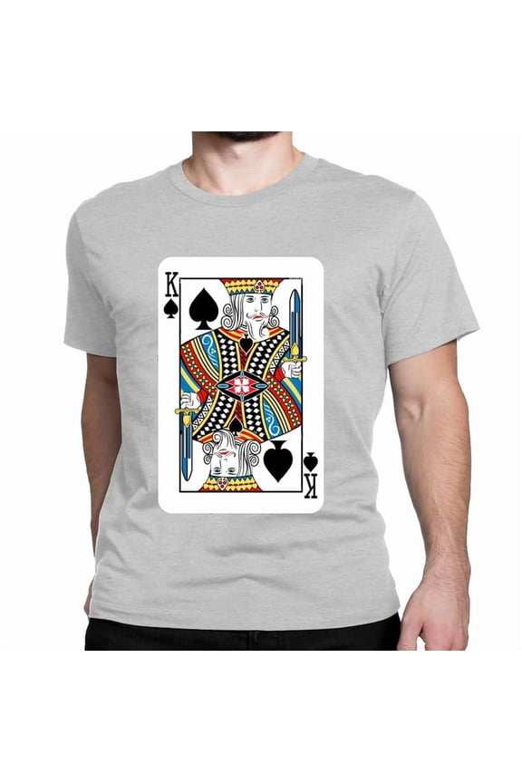 King Spades Poker Men's Print Graphic T Shirt Short Sleeve Summer T-Shirt Novelty Casual Tee (Grey-X Large)