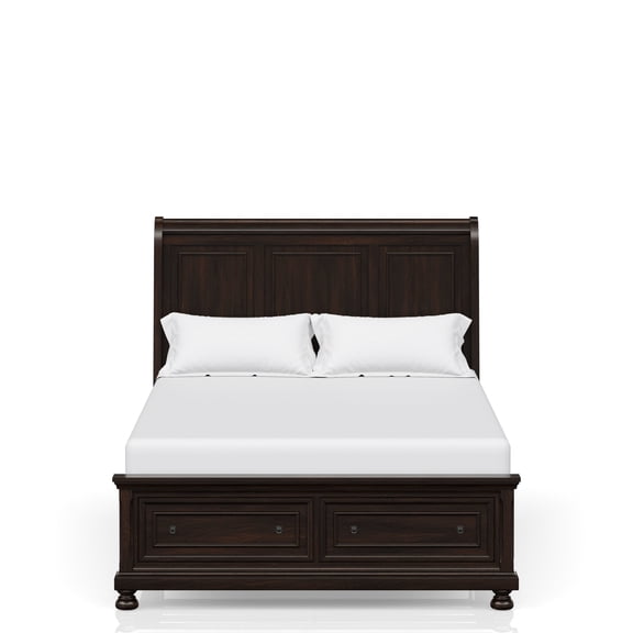 King Storage Bed In Dark Cherry Hue, Stable Construction For King, 81.64 In. Wide Sleeping Platform