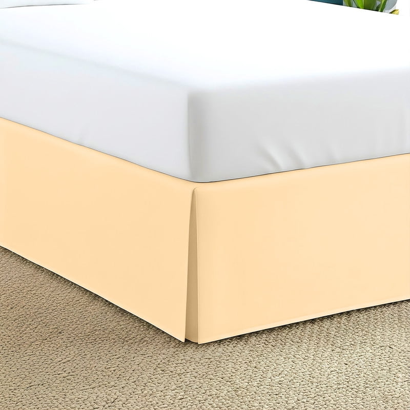 King Tailored Style Bed Skirt, 16" Drop Length, Soft 100% Microfiber, Quadruple Pleated Tailored Design, Hotel Quality, Beige Solid