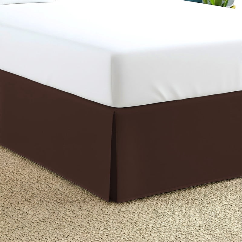 King Tailored Style Bed Skirt, 16" Drop Length, Soft 100% Microfiber, Quadruple Pleated Tailored Design, Hotel Quality, Chocolate Solid