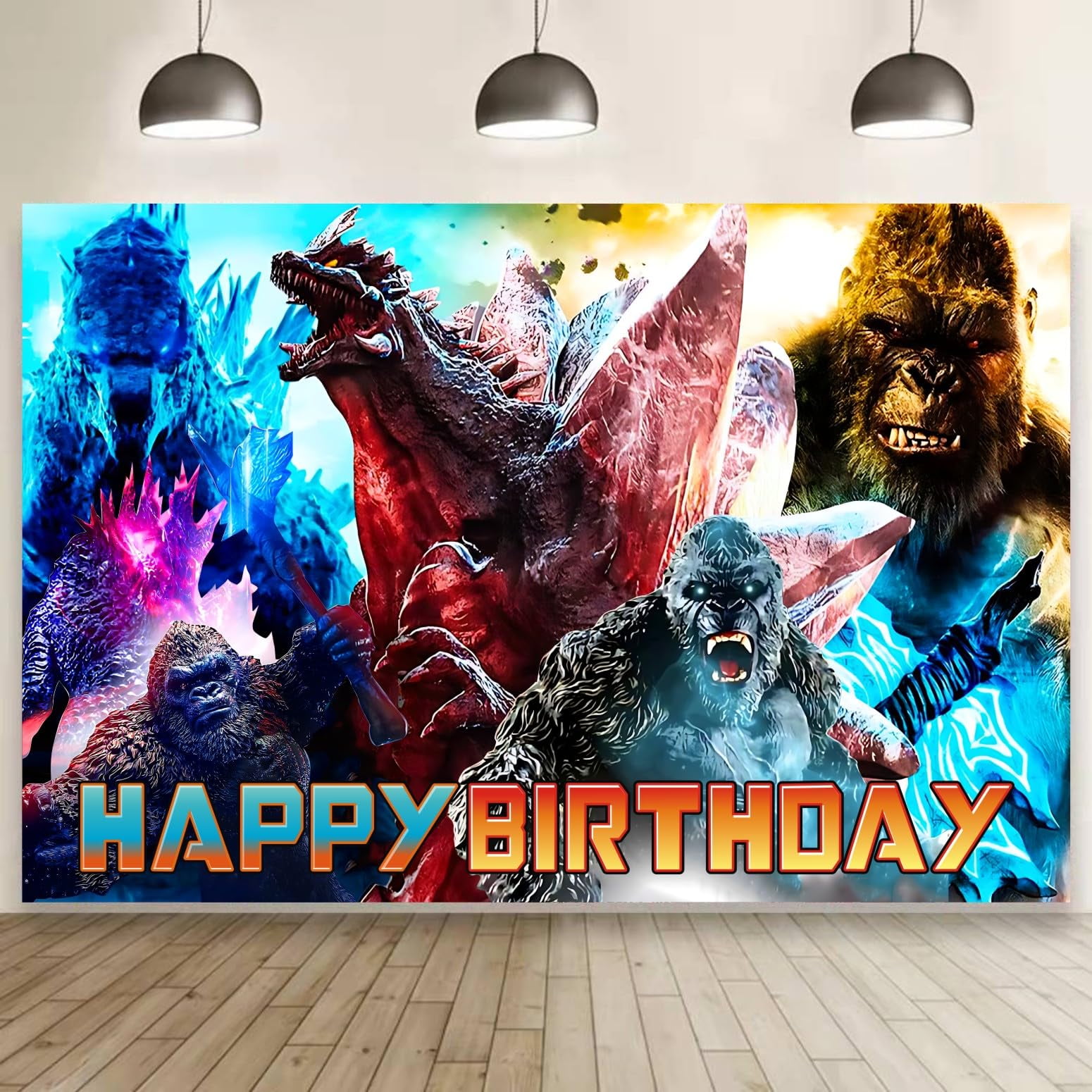 King of The Monsters Birthday Party Decorations, Godzilla Backdrop Wall ...