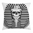 thumbnail image 1 of King Throw Pillow Cushion Cover, Egyptian Pharaoh Ruler Mummy Skull Skeleton Statue for Ancient Egypt Lovers Print, Decorative Square Accent Pillow Case, 16 X 16 Inches, Black and White, by Ambesonne, 1 of 2