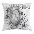 thumbnail image 1 of King Throw Pillow Cushion Cover, Reign of the Jungle Forest Symbol of Courage Safari Animal Lion Grunge Design, Decorative Square Accent Pillow Case, 18 X 18 Inches, Black and White, by Ambesonne, 1 of 2