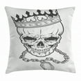 thumbnail image 1 of King Throw Pillow Cushion Cover, Sketchy Skull with Crown Hip Hop Street Style Necklace Chain Gem Image Print, Decorative Square Accent Pillow Case, 20 X 20 Inches, Black and White, by Ambesonne, 1 of 2