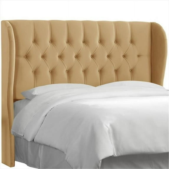King Tufted Wingback Headboard In Velvet Honey