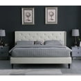 thumbnail image 1 of King Upholstered Platform Bed Frame with 45" Tall Headboard - Button Tufted Linen Bed - Light Beige - Oliver & Smith - Kendall, 1 of 7