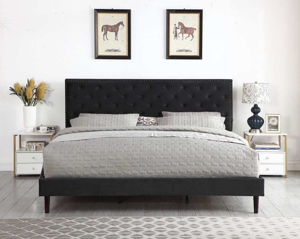 Suede tufted bed discount