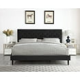 thumbnail image 1 of King Upholstered Platform Bed Frame with 48" Tall Adjustable Headboard - Button Tufted Suede Bed - Black - Oliver & Smith - Princeton, 1 of 1