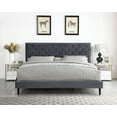 thumbnail image 1 of King Upholstered Platform Bed Frame with 48" Tall Adjustable Headboard - Button Tufted Suede Bed - Gray - Oliver & Smith - Princeton, 1 of 1