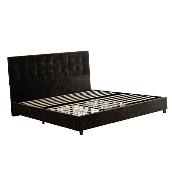 King Upholstered Storage Bed Frame with 4 Drawers Headboard Wooden Slats Under Bed Platform-Christmas decorations