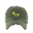 thumbnail image 1 of King Vintage Baseball Cap Embroidered Cotton Adjustable Distressed Dad Hat Olive, 1 of 1