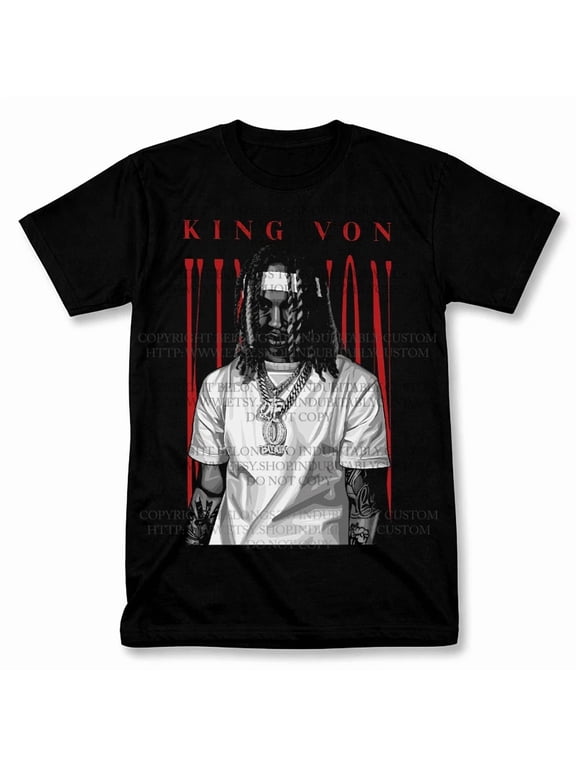 King Von Hip Hop Rap Graphic T-Shirt Vintage Fan Tee,Black Color,Size M