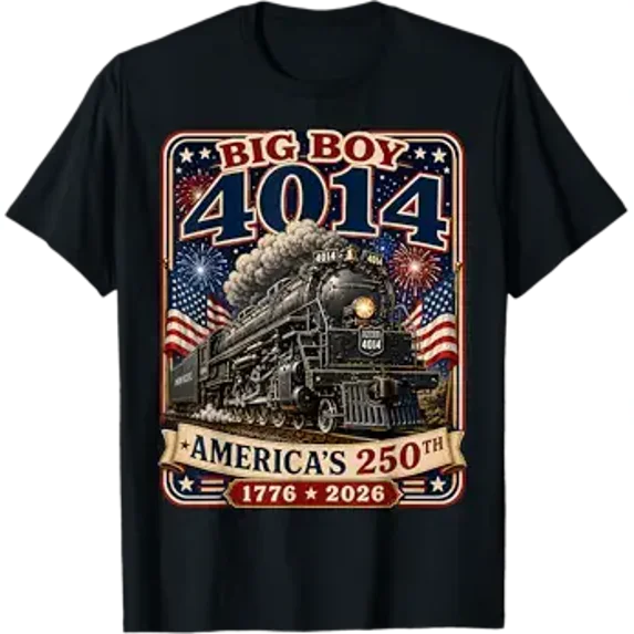 Big Boy 4014 Train 4th of July Retro US Flag Vintage Apparel T-Shirt