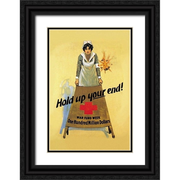 King, W.B. 17x24 Black Ornate Wood Framed with Double Matting Museum Art Print Titled - Hold Up Your End