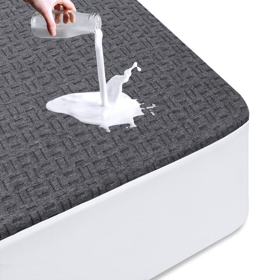 King Waterproof Mattress Protector, 3D Breathable Viscose from Bamboo Mattress Pad, Soft Noiseless Mattress Cover Bed Cover Fitted 8''-21'' Deep Pocket, Machine Washable, Grey