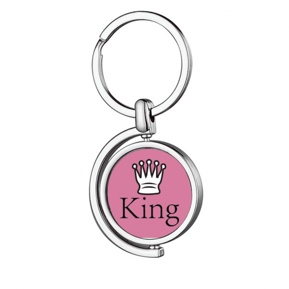 King White Word Chess Game Rotating Keychain Metal Keyring Holder