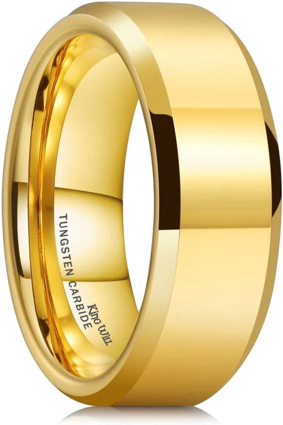 GLORY Tungsten Carbide Wedding Rings for Men Women, 8mm Width Tungsten Wedding Band High Polish Finish Beveled Polished Edge Comfort Fit 8.5