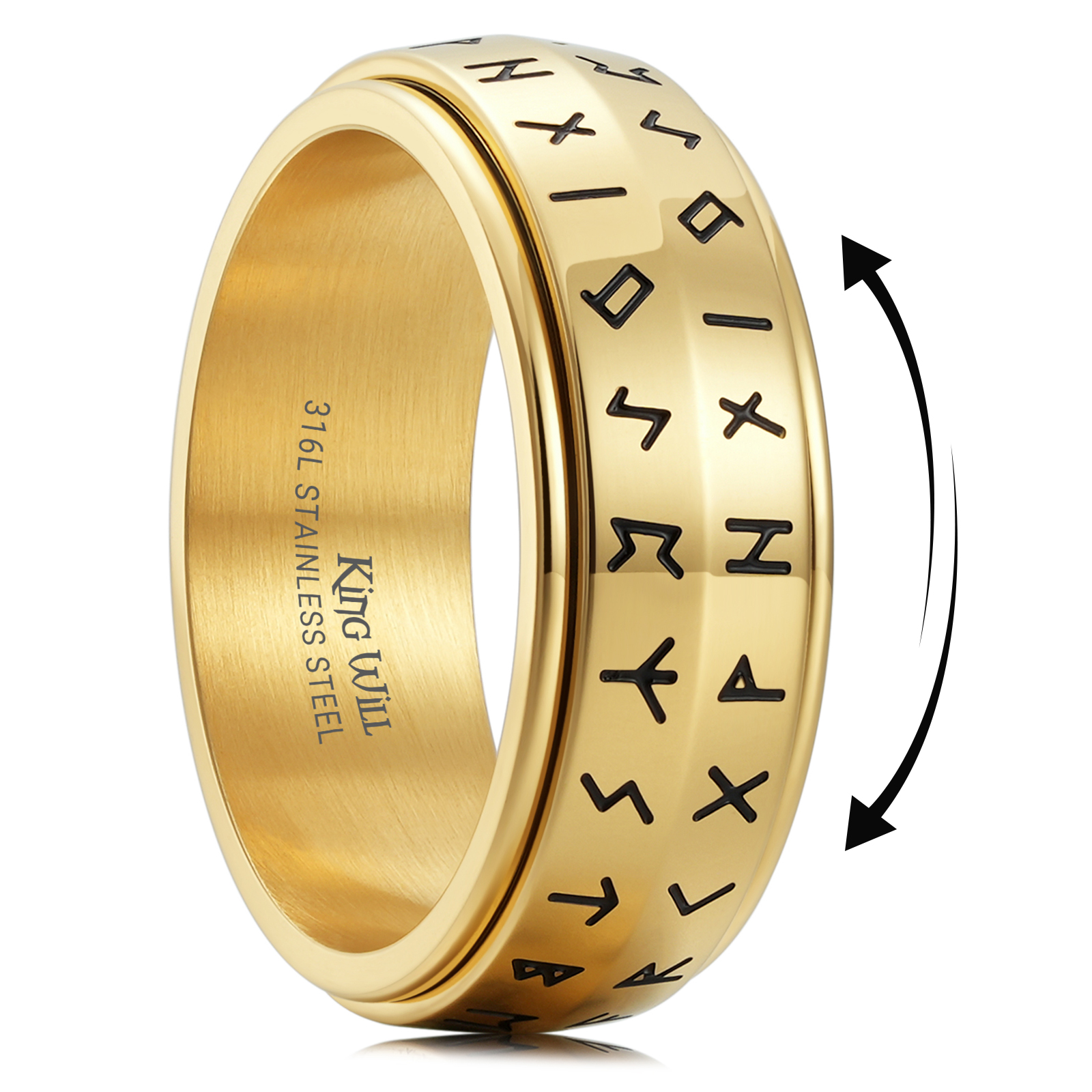 King Will 316L Stainless Steel Gold Plated Fidget Rings for Men Women ...