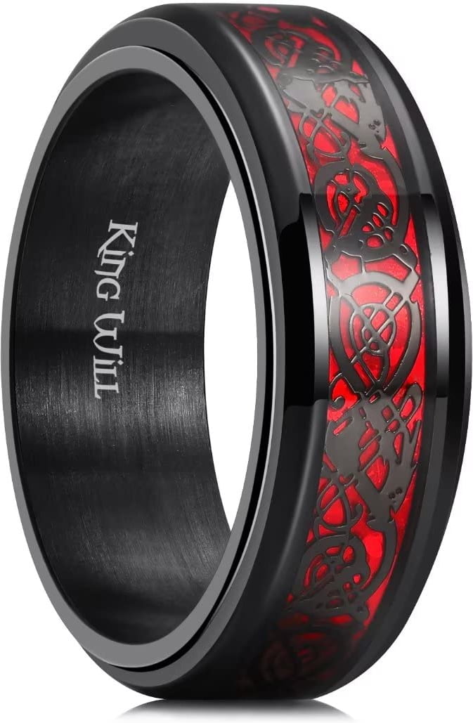 King Will 316L Stainless Steel Spinner Fidget Ring 8mm Wedding Band for ...