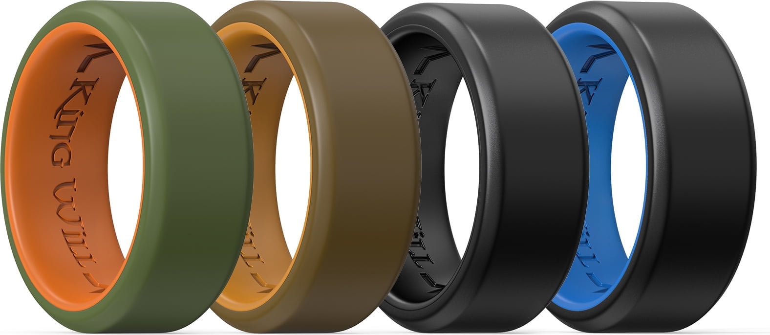 King Will 4 Pack Mens Silicone Rings, Unique Inner Heartbeat Design ...