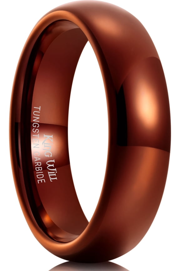 6mm Red Wedding Band, Tungsten Rings Basic Domed Wedding Ring for Men Women, High Polished Finish, Durable and Comfort Fit, Size 10