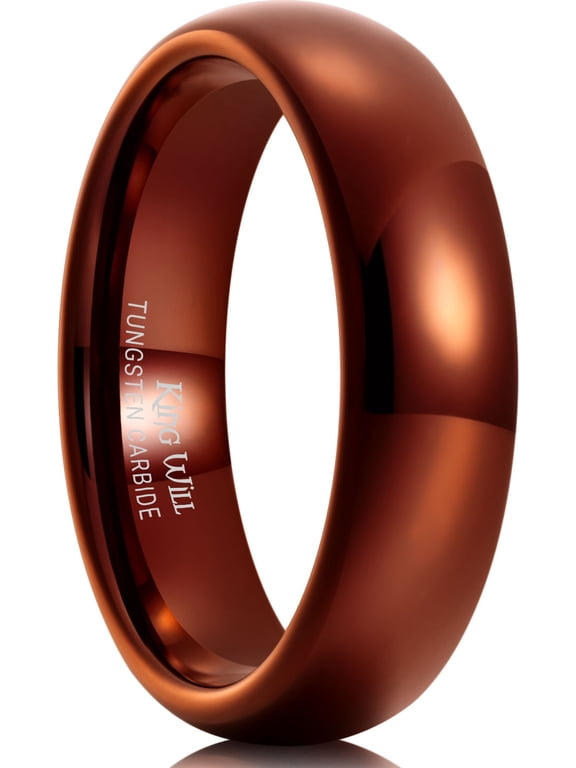6mm Red Wedding Band, Tungsten Rings Basic Domed Wedding Ring for Men Women, High Polished Finish, Durable and Comfort Fit, Size 10