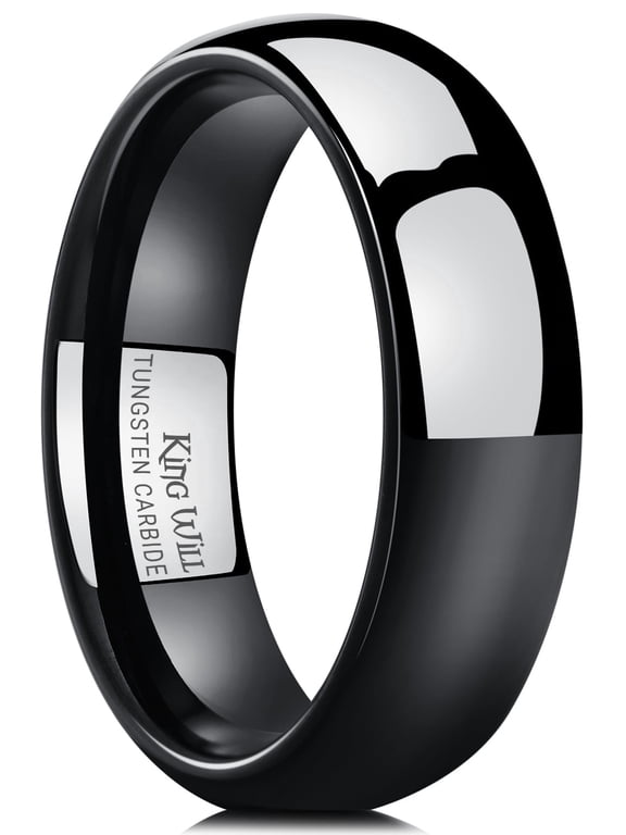 6mm Tungsten Carbide Wedding Band for Men Women Classic Promise Engagement Rings for Couples Domed Style High Polish Finished Comfort Fit, Black Size 13