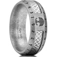thumbnail image 1 of King Will 316L Stainless Steel Wedding Band - Vintage Grey Ring Designed with Tree of Life & Viking Rune and Celtic Knot Sticker Inlay, 8mm Mens Ring Beveled Edge, Comfort Fit Size 9, 1 of 7