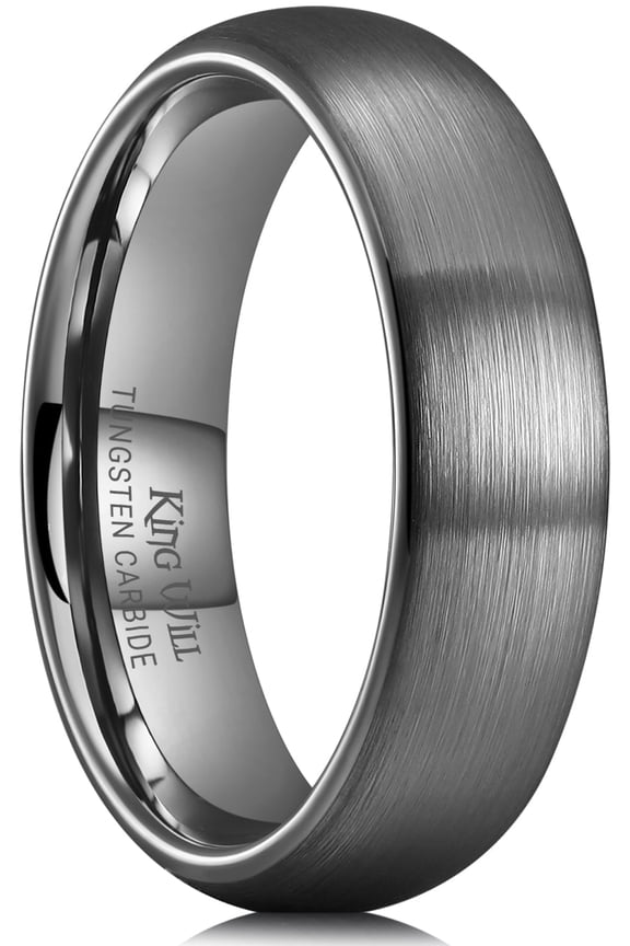 8mm Men's Tungsten Wedding Band Engagement Rings Gunmetal Domed Matte Brushed Comfort Fit, Size 8