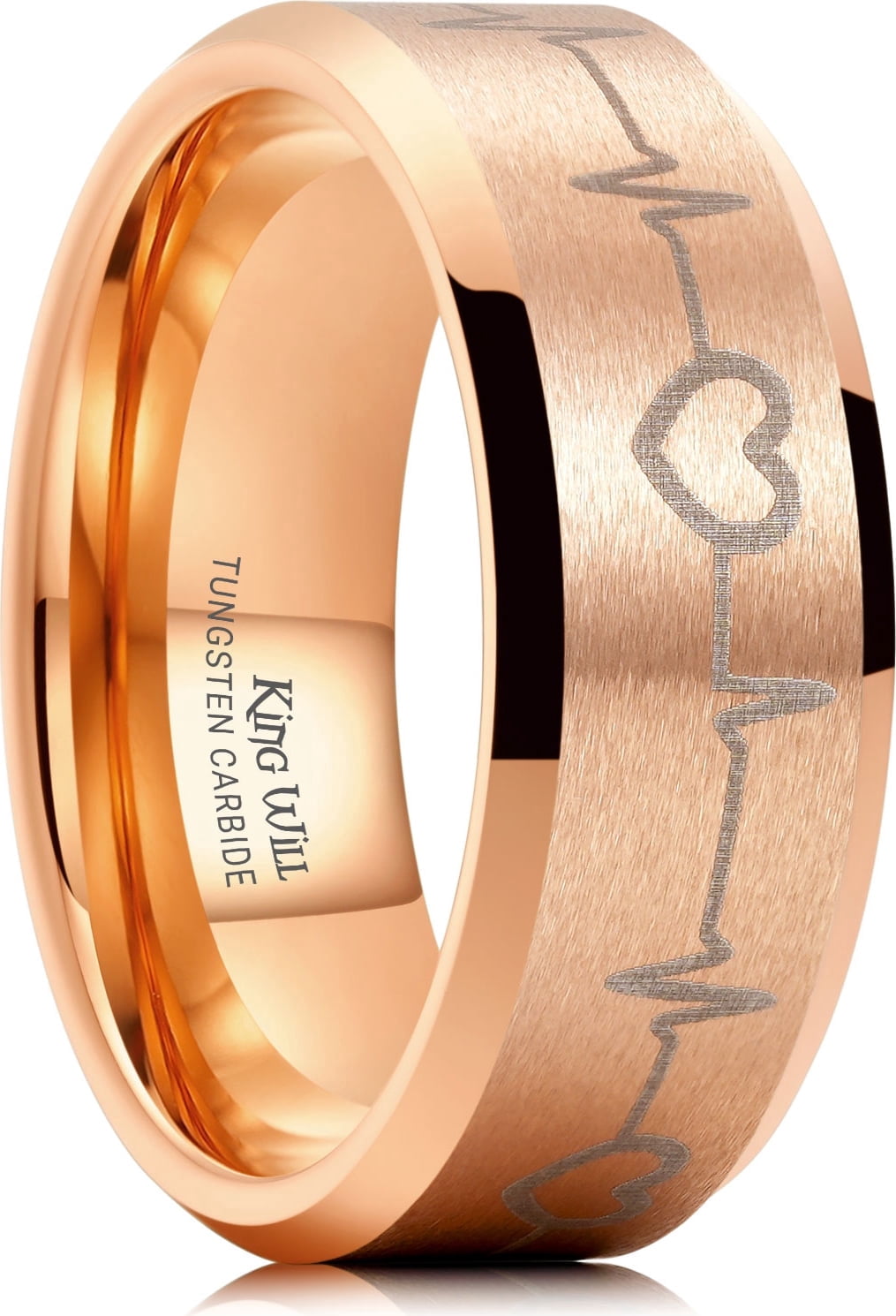 8mm Gold Edging King Will 8mm Rose Gold Tungsten Wedding Bands, Silver ...