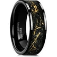 thumbnail image 1 of King Will 8mm Tungsten Carbide Ring for Men Black Wedding Band Sandstone Gold Foil Inlay High Polished Pipe Cut Edge Comfort Fit Size 10, 1 of 7