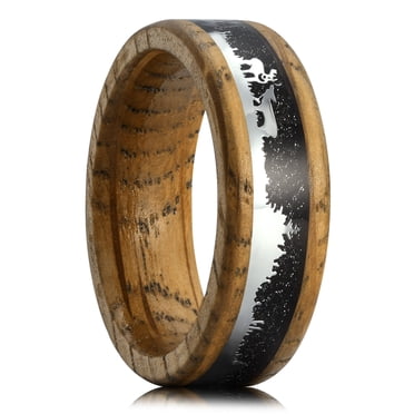 8mm Gold Edging King Will 8mm Silver Tungsten Wedding Rings, Blue Sand Inlay Wedding ...