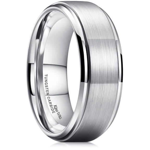 8mm Gold Edging King Will 8mm Rose Gold Tungsten Wedding Bands, Silver ...
