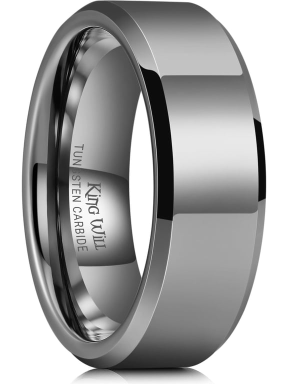 BASIC Men's 8mm Gunmetal Tungsten Carbide Ring Polished Plain Comfort Fit Wedding Engagement Band, Size 10