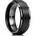 thumbnail image 1 of King Will BASIC Men's Tungsten Carbide Ring 8mm Black Wedding Band Matte Brushed Finish Center Polished Step Edge Comfort Fit Size 8, 1 of 8