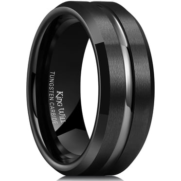 8mm Gold Edging King Will BASIC 8mm Silver Tungsten Carbide Wedding Ring for Men Women ...