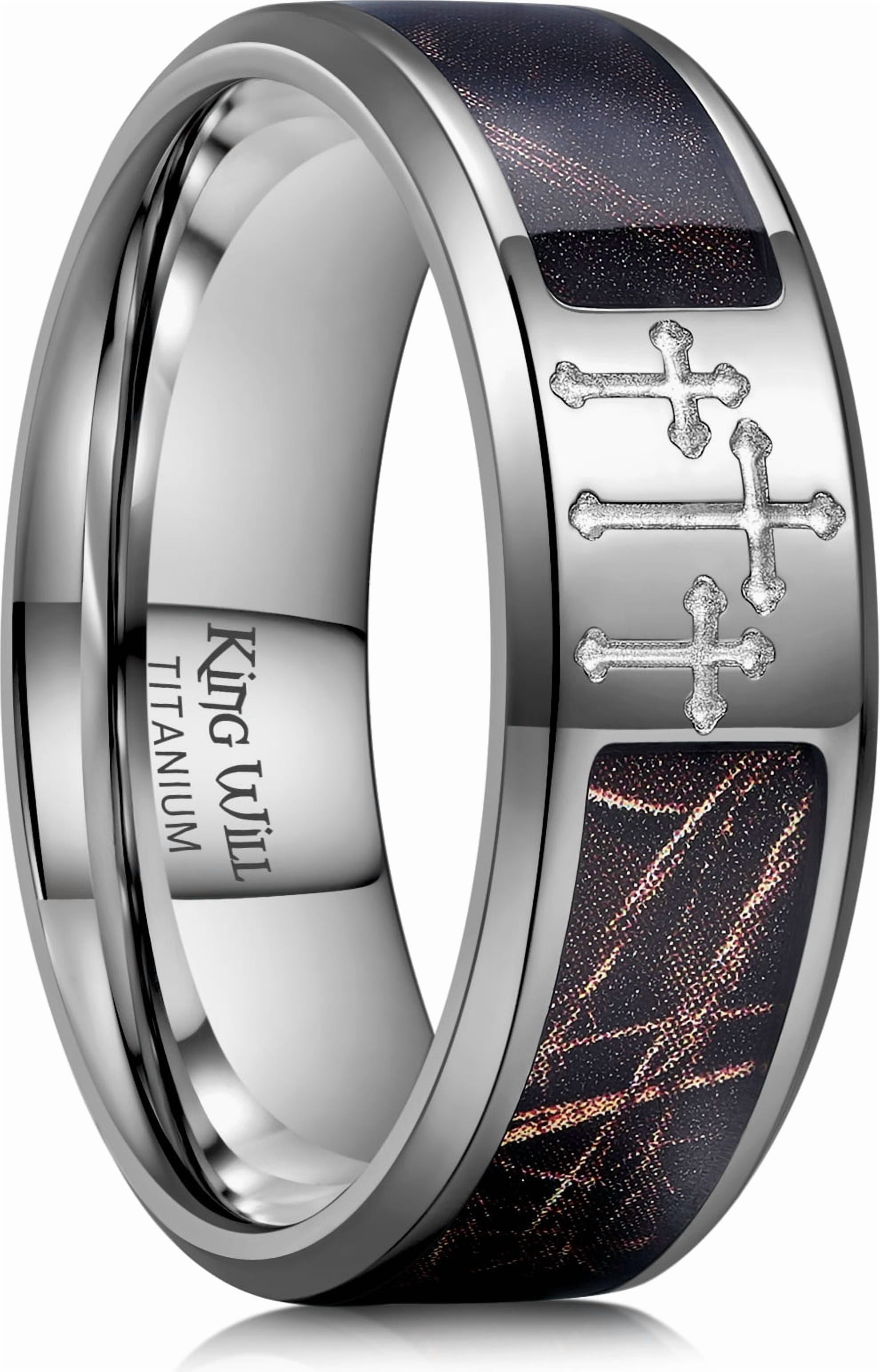 King Will Cross Ring for Men Gunmetal Gray Plated Titanium Wedding