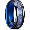 thumbnail image 1 of King Will DARGON 8mm Blue and Black Celtic Dragon Tungsten Carbide Mens Wedding Band Polished Finish Beveled Edge Comfort Fit Size 10, 1 of 8