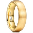 thumbnail image 1 of King Will GLORY 6mm Gold Tungsten Ring Dome Matte Brushed Wedding Band for Men Women Comfort Fit Size 8, 1 of 6