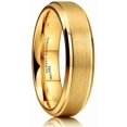 thumbnail image 1 of King Will GLORY 6mm Wedding Rings for Men, Tungsten Carbide Wedding Band Gold Matte Brushed Finish Center Polished Step Edge, Comfort Fit Size 8.5, 1 of 8