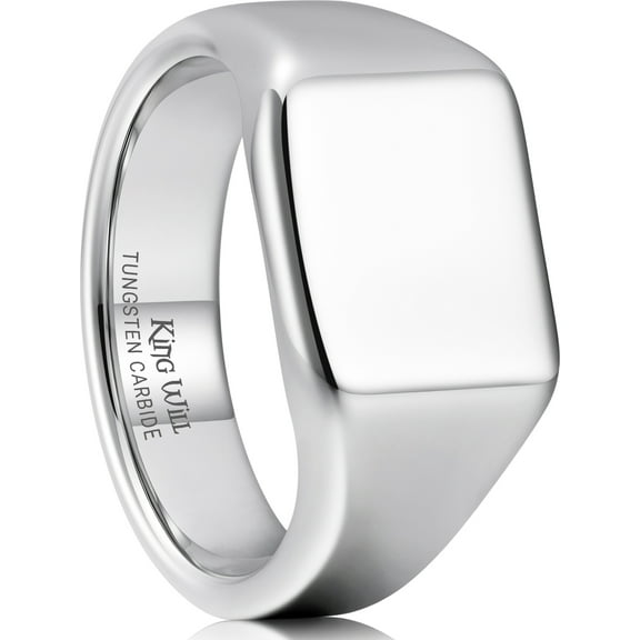 King Will Men's Gunmetal Tungsten Signet Rings Thumb Pinky Biker Band Ring For Men High Polished Plain Wedding Statement Ring Comfort Fit Size 10