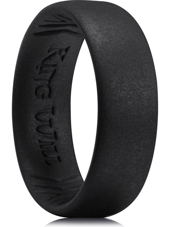 Men's Silicone Wedding Band - 1.8mm Ultra Thin Ring Black Metallic Shimmer | Comfort Grip Inner Design | Hypoallergenic Rubber Ring Size 9