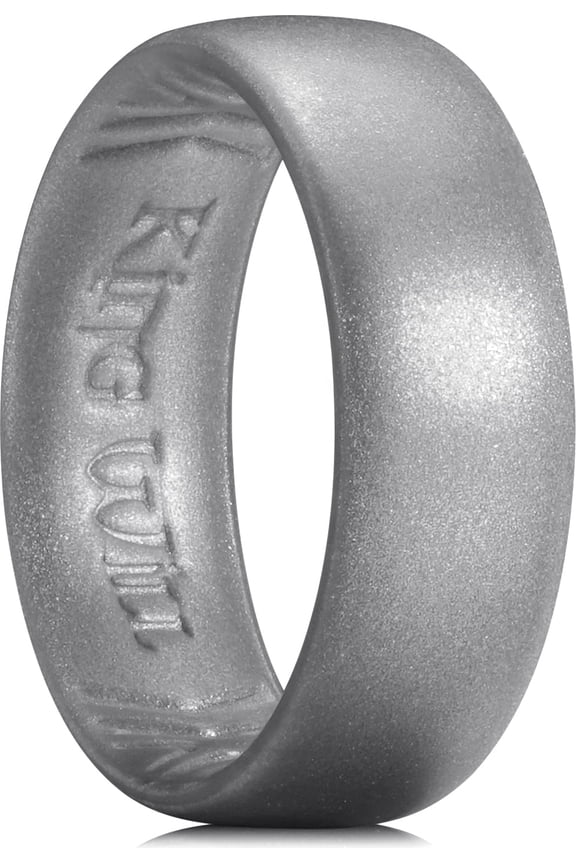 Men's Silicone Wedding Band - 1.8mm Ultra Thin Ring with Dark Gray Metallic Shimmer | Comfort Grip Inner Design | Hypoallergenic Rubber Ring for Gym, Work, Travel Size 11