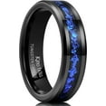 thumbnail image 1 of King Will GALAXY Mens 6mm Black Tungsten Carbide Wedding Band with Blue Foils Inlay Engagement Ring for Women and Men Beveled Edge Comfort Fit Size 10, 1 of 7